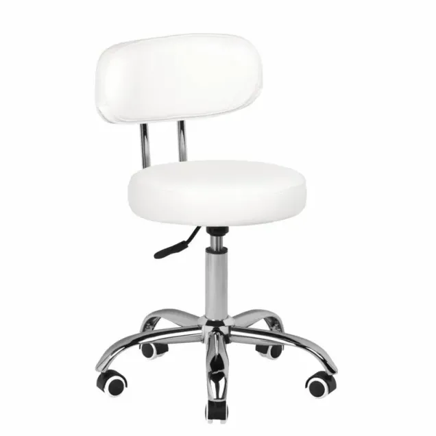 Sgabello Estetista Professionale con Altezza Regolabile Bianco New