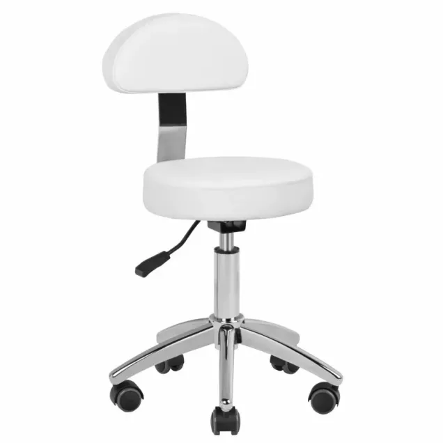 Sgabello Estetista Professionale con Altezza Regolabile Bianco