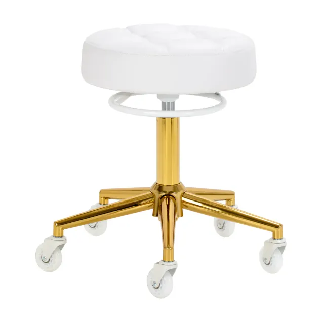 Sgabello Per Estetista Professionale Bianco e Oro Beauty New