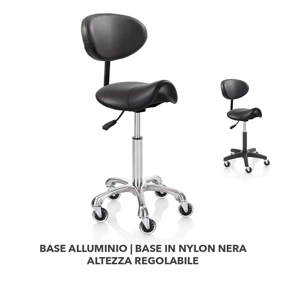 Sgabello per parrucchiere Roller Pro Saddle con schienale
