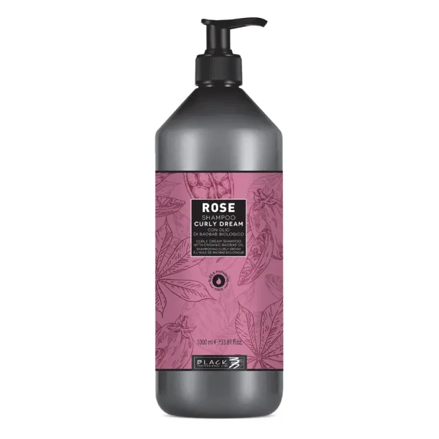 Shampoo Anti Crespo per Capelli Ricci 1000 ml Rose Black Professional