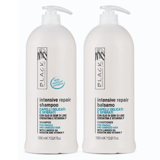 Shampoo e Balsamo Capelli Secchi e Sfibrati 1000 ml Black Professional