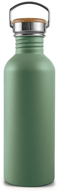 Borraccia in acciaio inossidabile con tappo in bambù, 1000 ml, verde