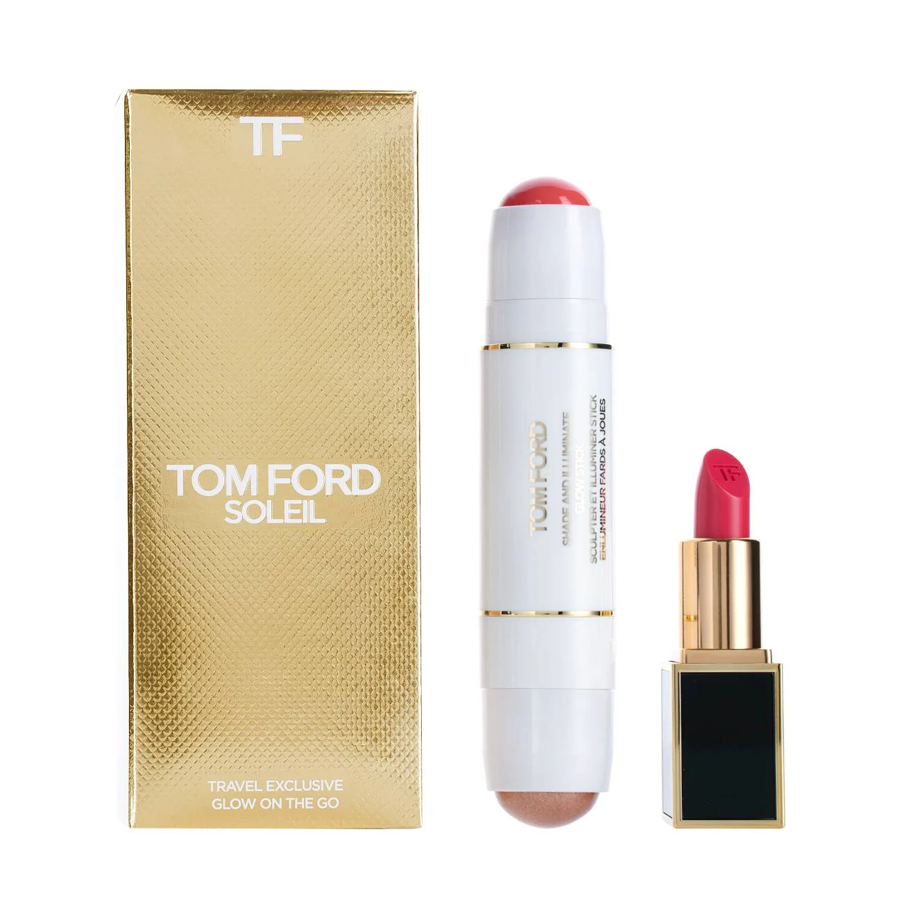 Soleil Exclusive/Glow On The Go Set da viaggio Tom Ford Illuminante illuminante e blush stick 2 in 1 10 g + rossetto Sheer Cream 2 g