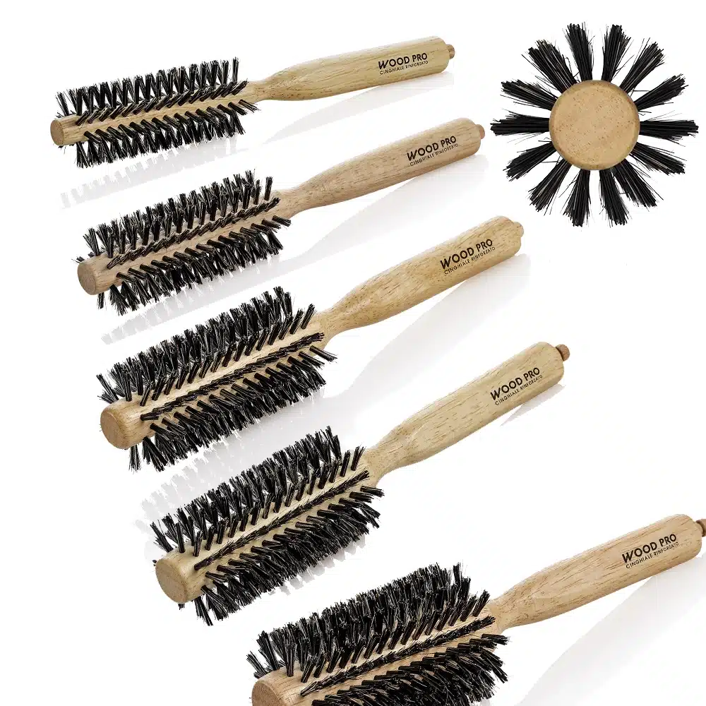Spazzole per capelli in legno cinghiale e nylon Wood Pro