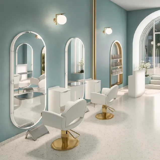 Specchio per Parrucchiere con Mensola e Illuminazione a Led Ceriotti Glam Luxury