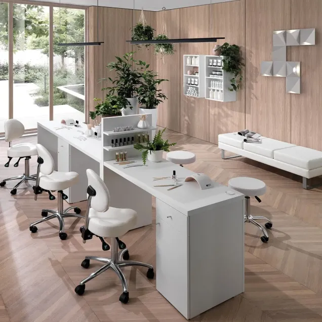 Tavoli Manicure con Espositore Smalti 3 pz per Centro Estetico