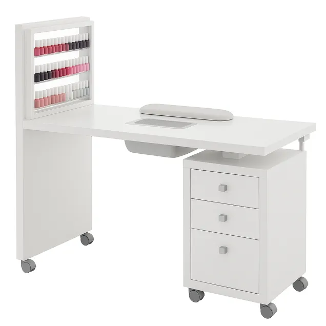Tavolo Manicure con Espositore Smalti, Aspiratore e Poggiamani