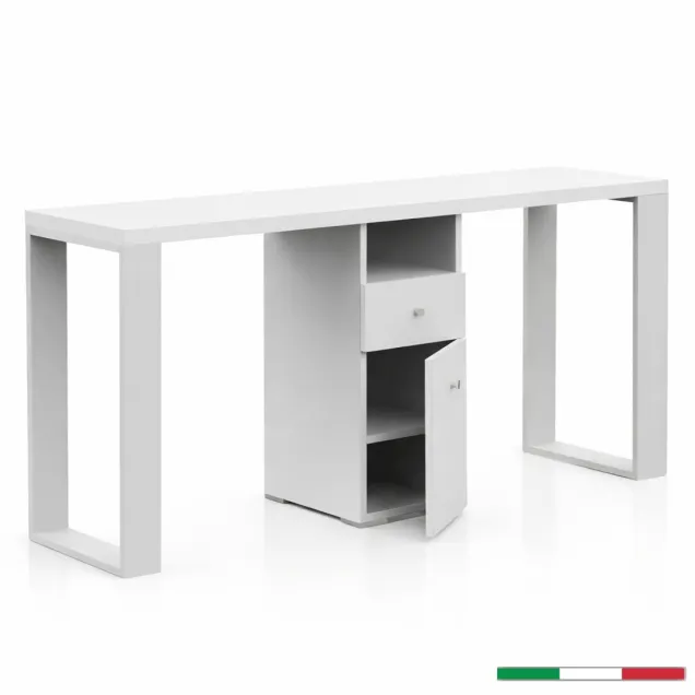 Tavolo Manicure Professionale Doppia Postazione Bianco Made Italy