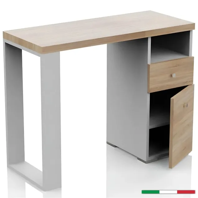 Tavolo Nails Professionale in Legno Rovere e Bianco