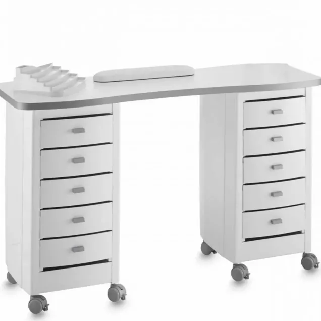 Tavolo per Manicure con Piano in Legno e Accessori Inclusi