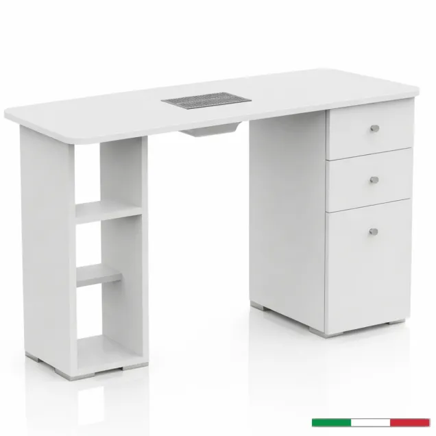 Tavolo Unghie con Aspiratore Polveri Professionale Bianco Made Italy
