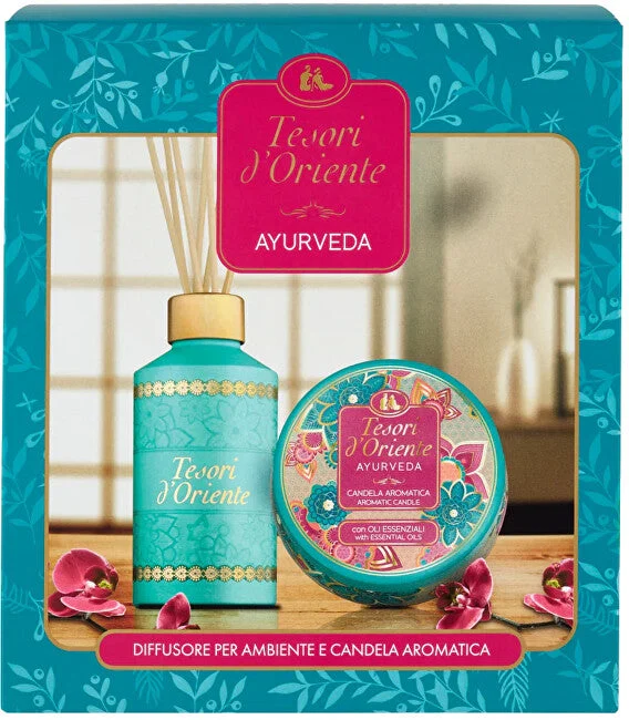 Tesori d'oriente Ayurveda - diffusore con bastoncini di incenso 250 ml + candela 109 g