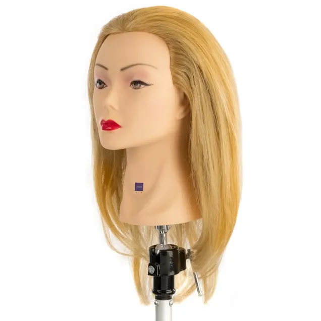 Testina da Parrucchiere da 40 cm Biondo Chiaro Capelli Veri Labor