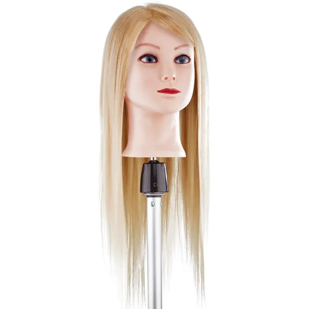 Testina Parrucchiere con Capelli Veri 100% Lunghi 55 cm