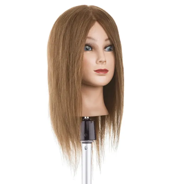 Testina Parrucchiere con Capelli Veri Biondi Lunghi 35 cm