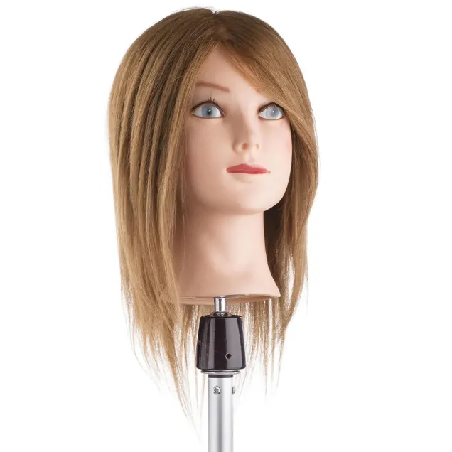 Testina Parrucchieri con Capelli Naturali 100% Lunghezza 30 cm