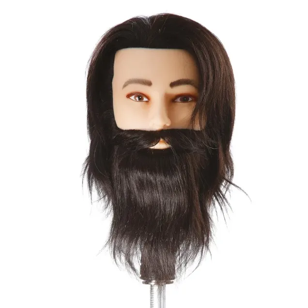 Testina per Acconciature da Barbiere con Barba e Capelli Veri 100%