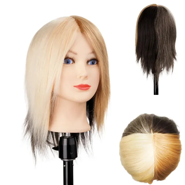 Testina Studio Parrucchieri con 4 Sezioni Capelli Naturali Umani 20/25 cm