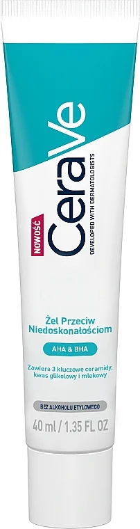 Gel viso con acido salicilico, lattico e glicolico contro gli inestetismi della pelle