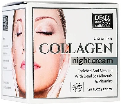 Crema notte per il viso antirughe con collagene e minerali del Mar Morto