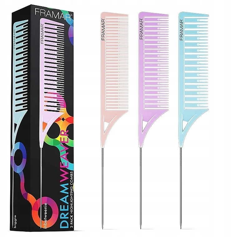 Set pettini capelli, colori pastello, 3 pz