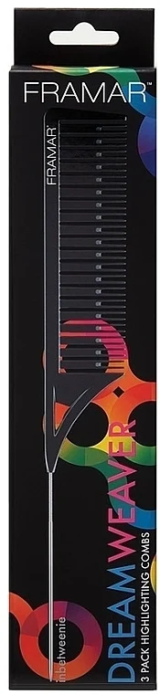 Set pettini per meches e per tingere capelli, nero, 3 pezzi