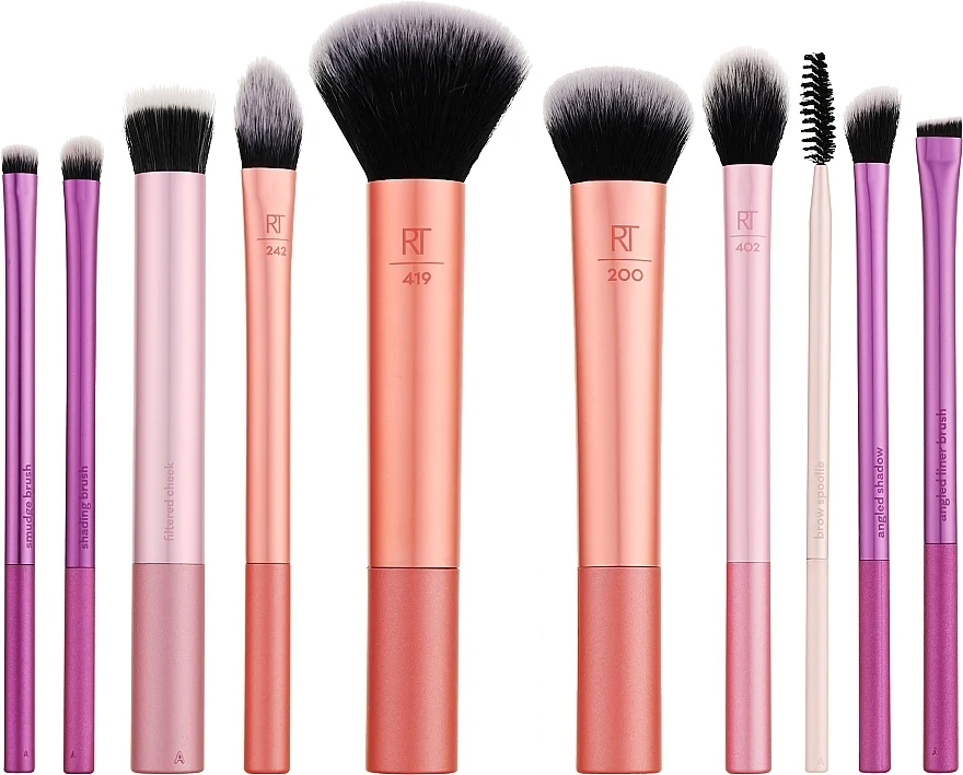 Set di pennelli per trucco con pochette, 10 pezzi