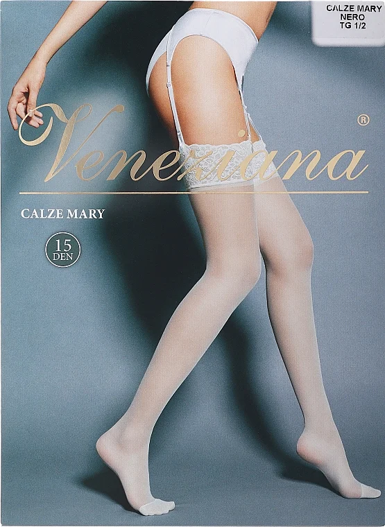 Calze autoreggenti "Calze Mary" 15 Den, nero