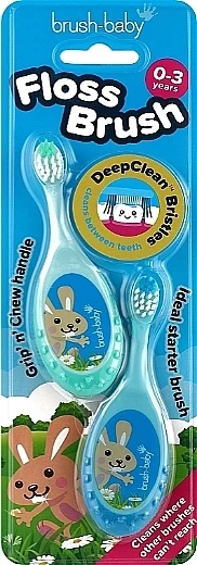 Set di 2 spazzolini 'Flossbrush', 0-3 anni, blu/turchese