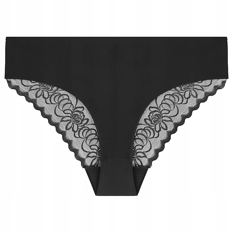 Mutandine donna con pizzo, lisce con taglio laser, nere