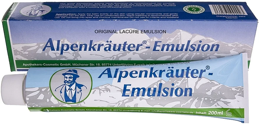 Unguento rinfrescante alle erbe alpine per alleviare i dolori muscolari e articolari