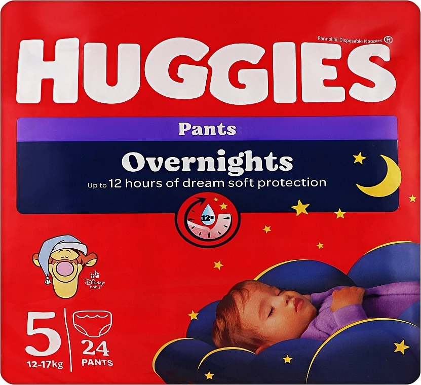 Pannolini a mutandina 'Overnight' 5 (12-17 kg), 24 pezzi