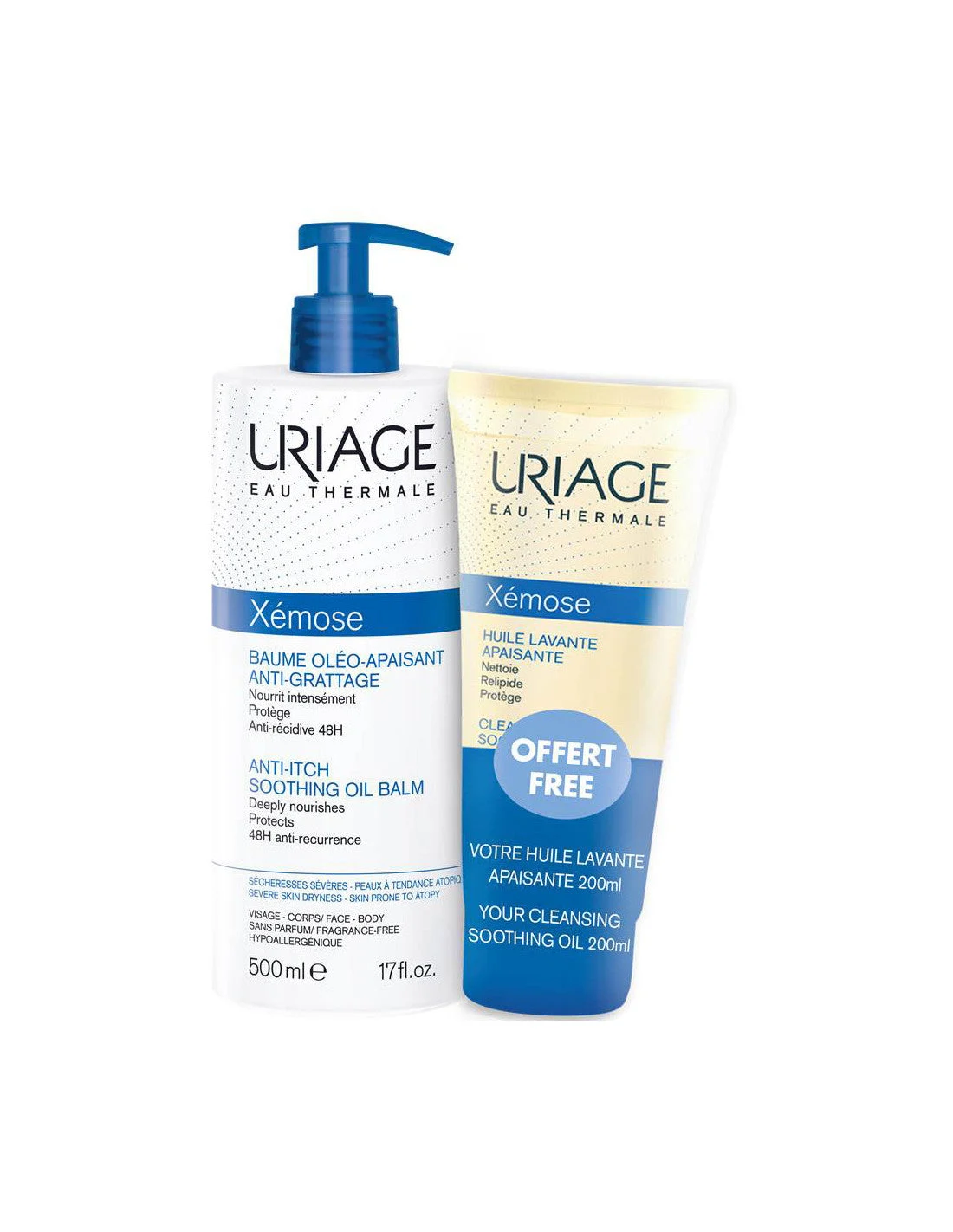 Uriage Xémose Balsamo Oleo-Lenitivo 500ml + Olio Lavante 200ml Secchezza Severa Pelle Atopica