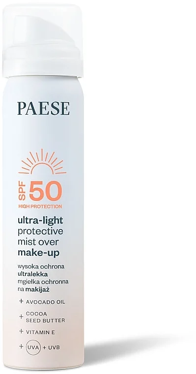 Spray protettivo ultra-leggero sopra il trucco SPF 50