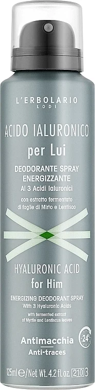 Deodorante spray per uomo con acido ialuronico