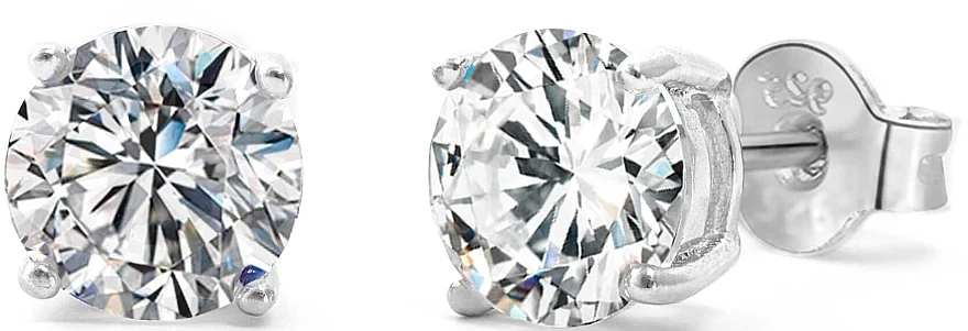 Orecchini a perno d'argento con zirconi scintillanti, 0,4 cm