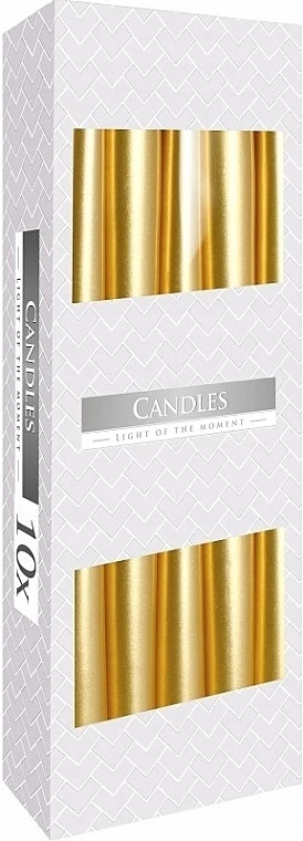 Set candele da tavolo 245x23 mm, 10 pezzi, color oro metallizzato