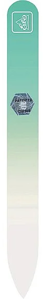 Lima unghie, in vetro, con custodia 14 cm, verde pastello