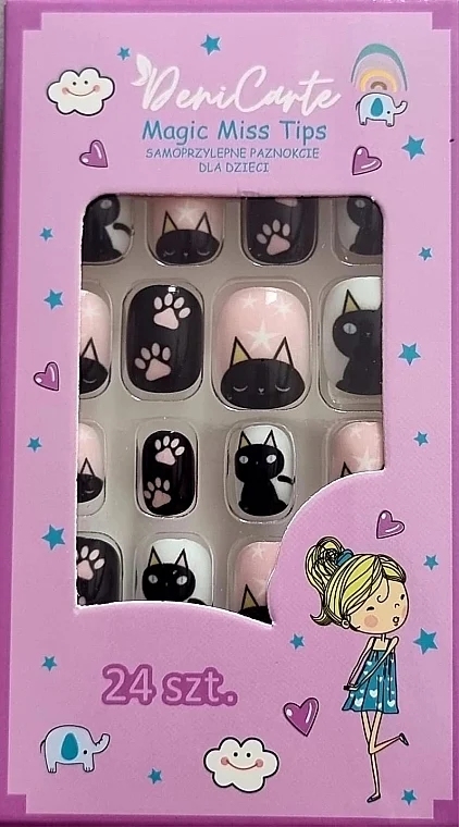 Unghie finte per bambini "Gatto", nere, 962