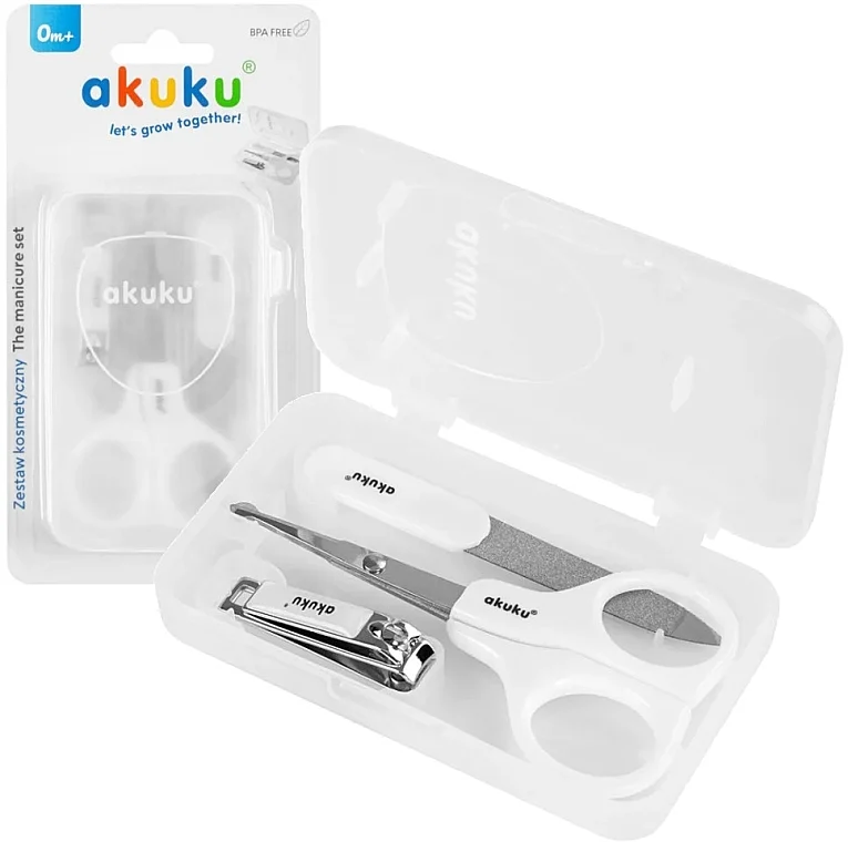 Set manicure "Forbici, tagliaunghie, lima", bianco