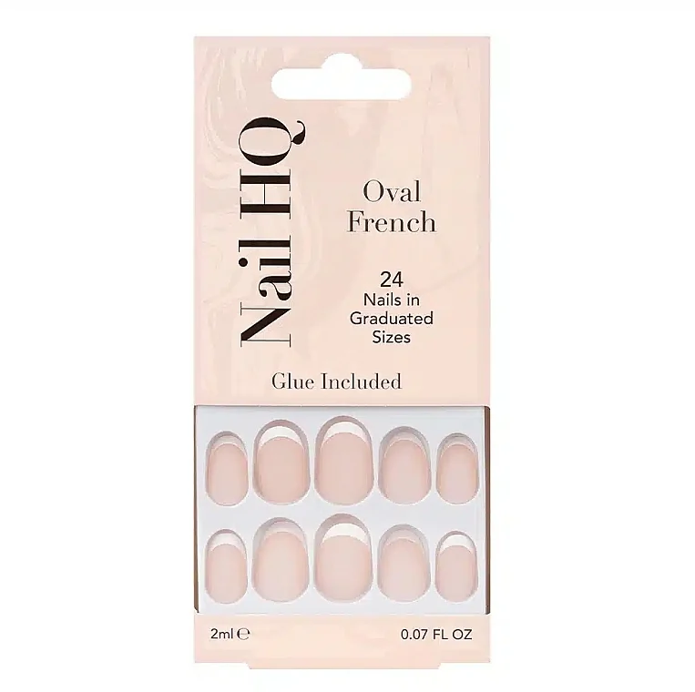 Set di unghie finte, ovali, manicure francese