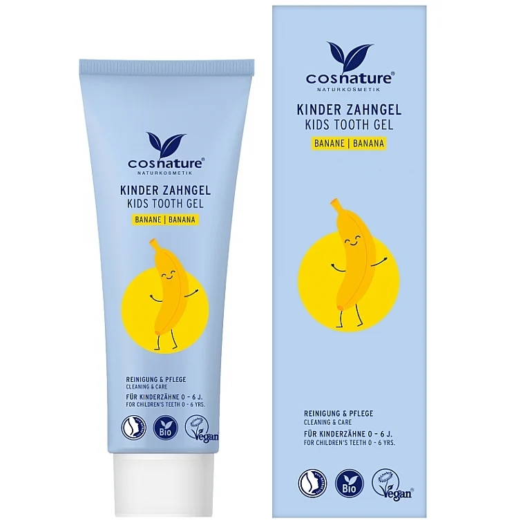 Gel dentale naturale alla banana per bambini 0-6 anni, senza fluoro